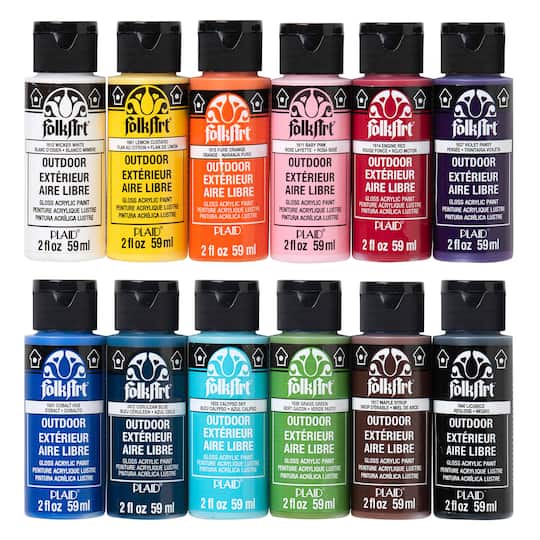 FolkArt® Outdoor Gloss Acrylic Craft Paint 12 Color Set